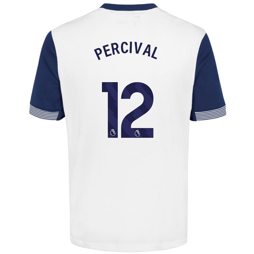 Vaikiškas Ria Percival #12 Balta Mėlyna Namų Marškinėliai 2024/25 T-Shirt