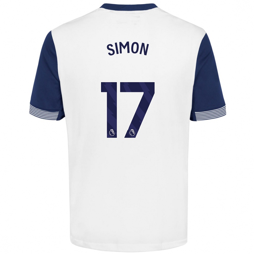 Vaikiškas Kyah Simon #17 Balta Mėlyna Namų Marškinėliai 2024/25 T-Shirt