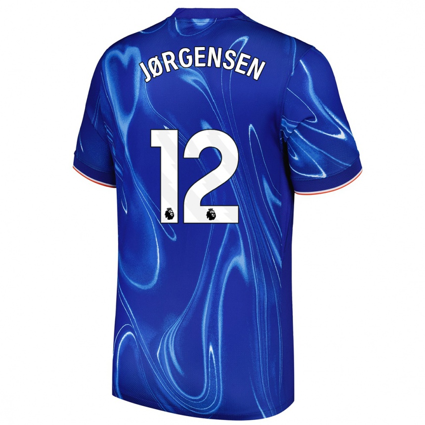 Vaikiškas Filip Jørgensen #12 Mėlyna Balta Namų Marškinėliai 2024/25 T-Shirt