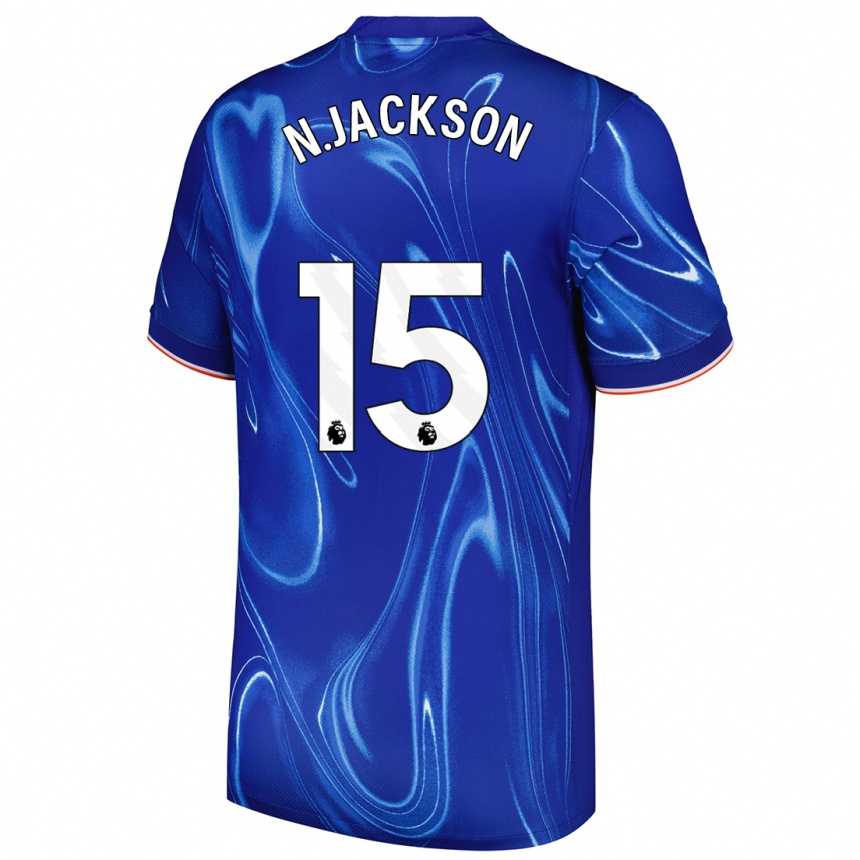 Vaikiškas Nicolas Jackson #15 Mėlyna Balta Namų Marškinėliai 2024/25 T-Shirt