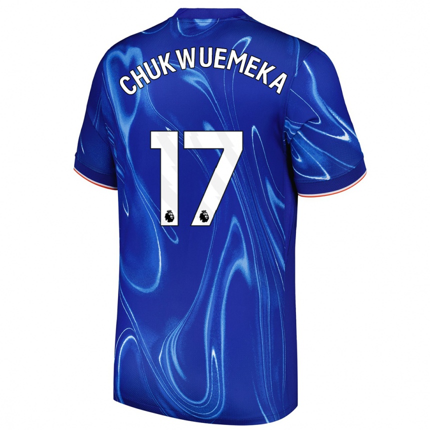 Vaikiškas Carney Chukwuemeka #17 Mėlyna Balta Namų Marškinėliai 2024/25 T-Shirt