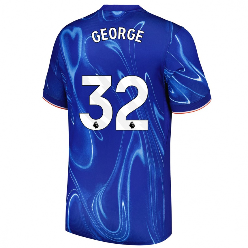 Vaikiškas Tyrique George #32 Mėlyna Balta Namų Marškinėliai 2024/25 T-Shirt