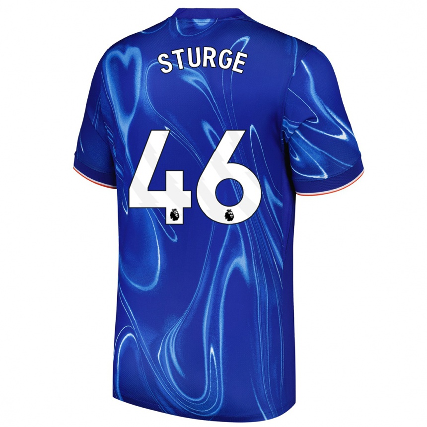 Vaikiškas Zak Sturge #46 Mėlyna Balta Namų Marškinėliai 2024/25 T-Shirt