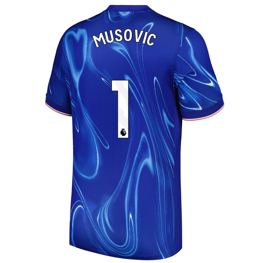 Vaikiškas Zecira Musovic #1 Mėlyna Balta Namų Marškinėliai 2024/25 T-Shirt