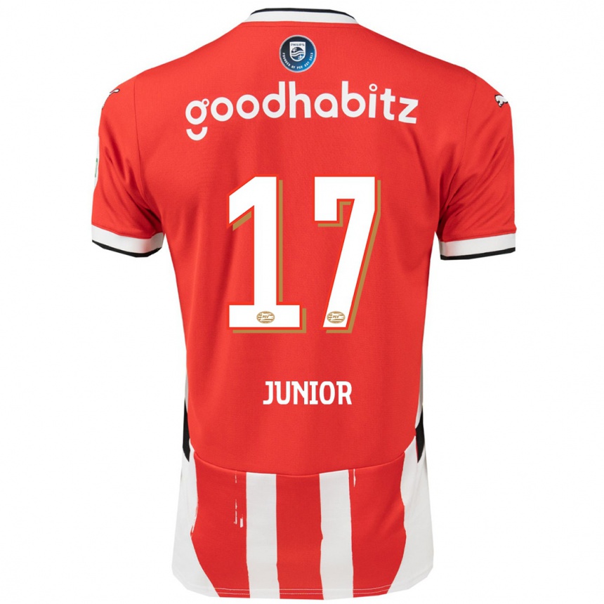 Vaikiškas Mauro Júnior #17 Raudona Balta Namų Marškinėliai 2024/25 T-Shirt