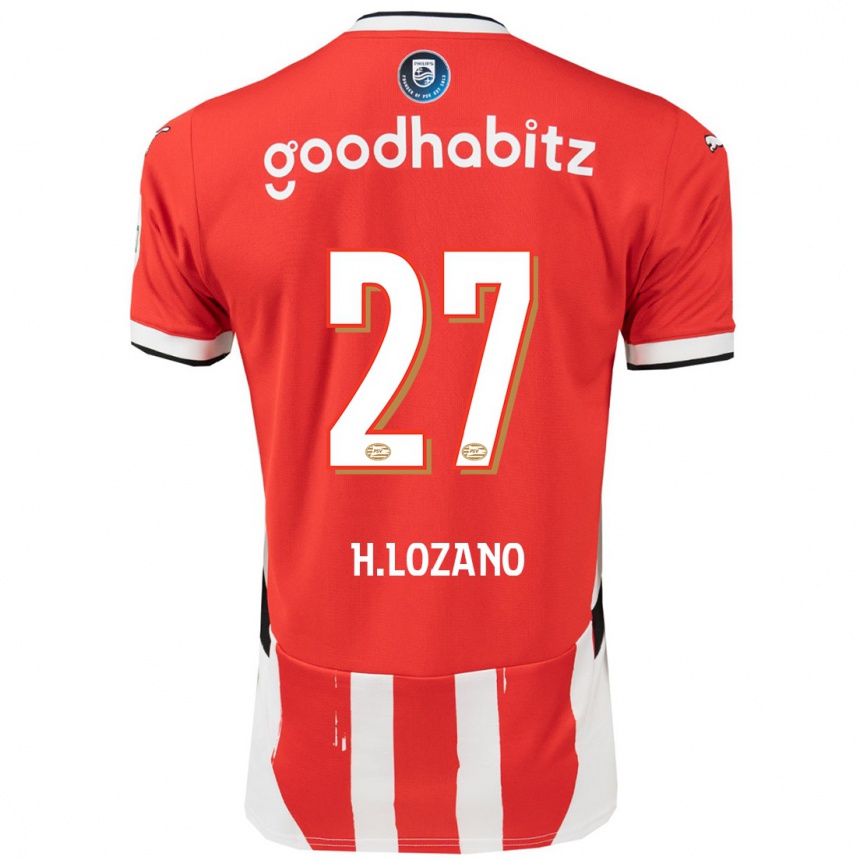 Vaikiškas Hirving Lozano #27 Raudona Balta Namų Marškinėliai 2024/25 T-Shirt