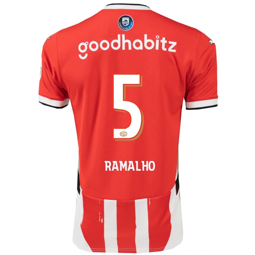 Vaikiškas André Ramalho #5 Raudona Balta Namų Marškinėliai 2024/25 T-Shirt