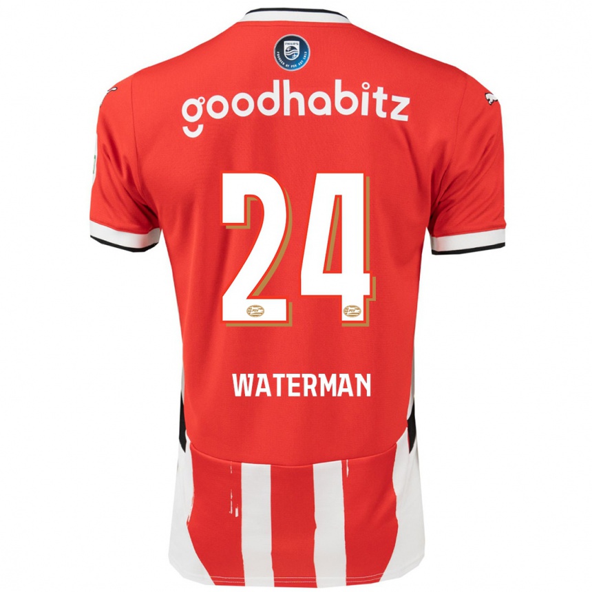 Vaikiškas Boy Waterman #24 Raudona Balta Namų Marškinėliai 2024/25 T-Shirt