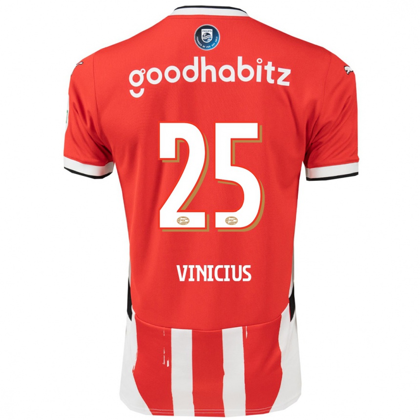 Vaikiškas Carlos Vinicius #25 Raudona Balta Namų Marškinėliai 2024/25 T-Shirt