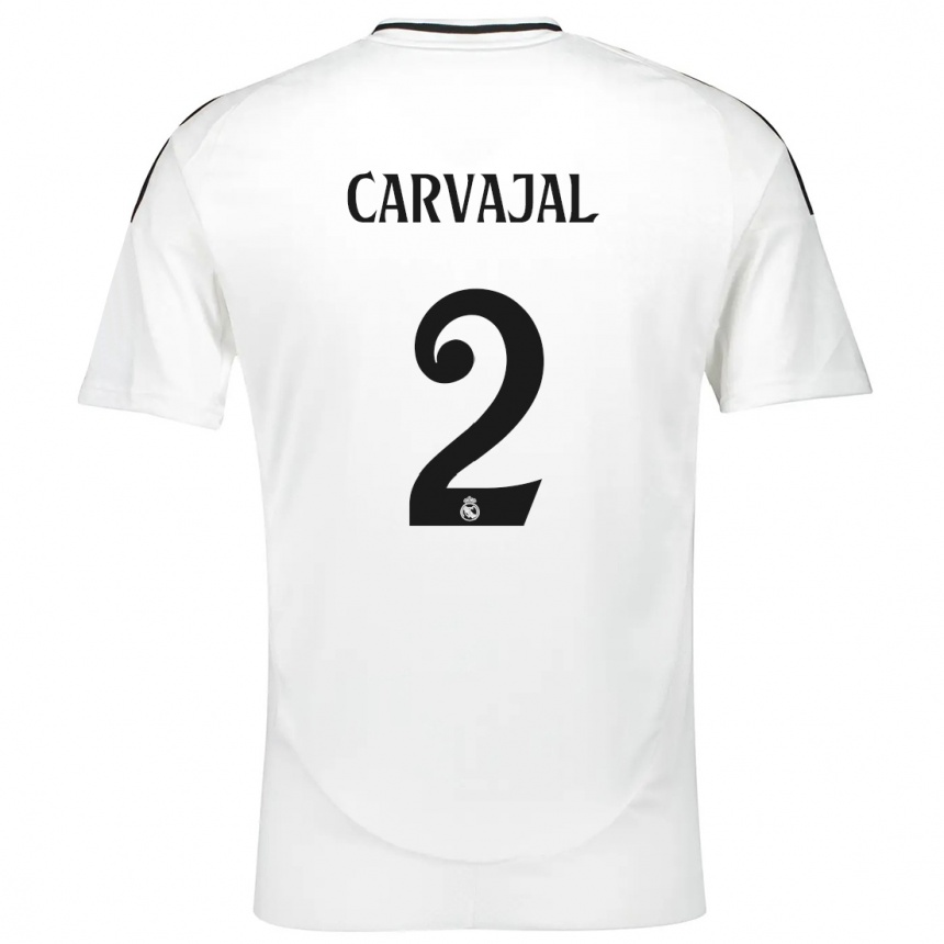 Vaikiškas Daniel Carvajal #2 Baltas Namų Marškinėliai 2024/25 T-Shirt