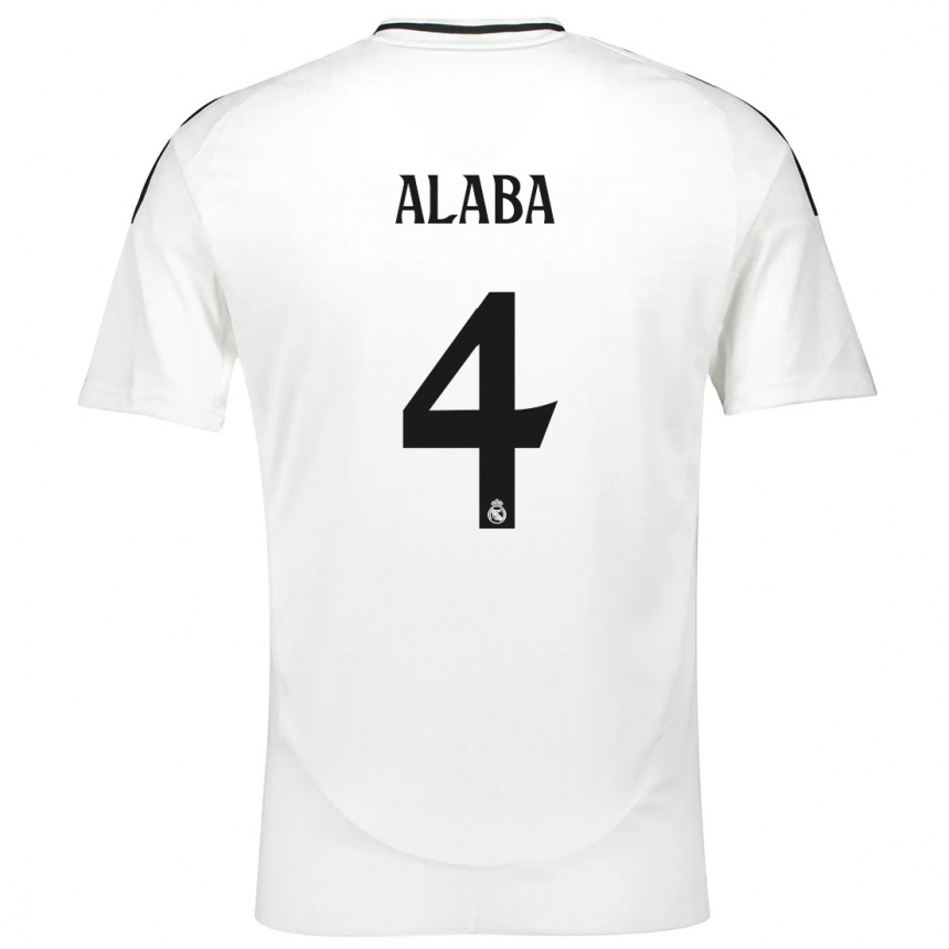 Vaikiškas David Alaba #4 Baltas Namų Marškinėliai 2024/25 T-Shirt