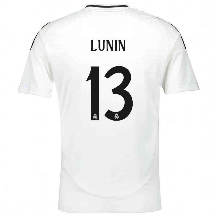 Vaikiškas Andriy Lunin #13 Baltas Namų Marškinėliai 2024/25 T-Shirt