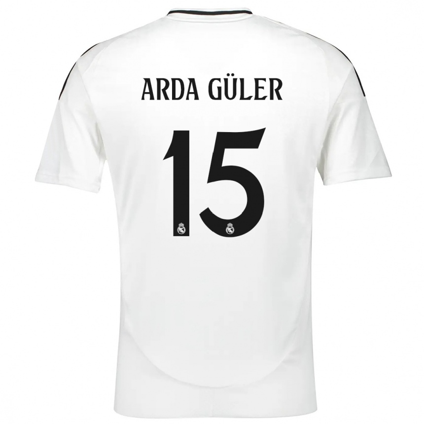 Vaikiškas Arda Güler #15 Baltas Namų Marškinėliai 2024/25 T-Shirt