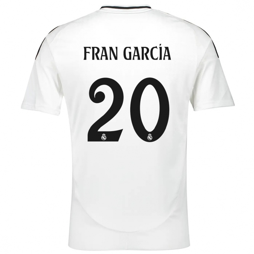 Vaikiškas Fran García #20 Baltas Namų Marškinėliai 2024/25 T-Shirt