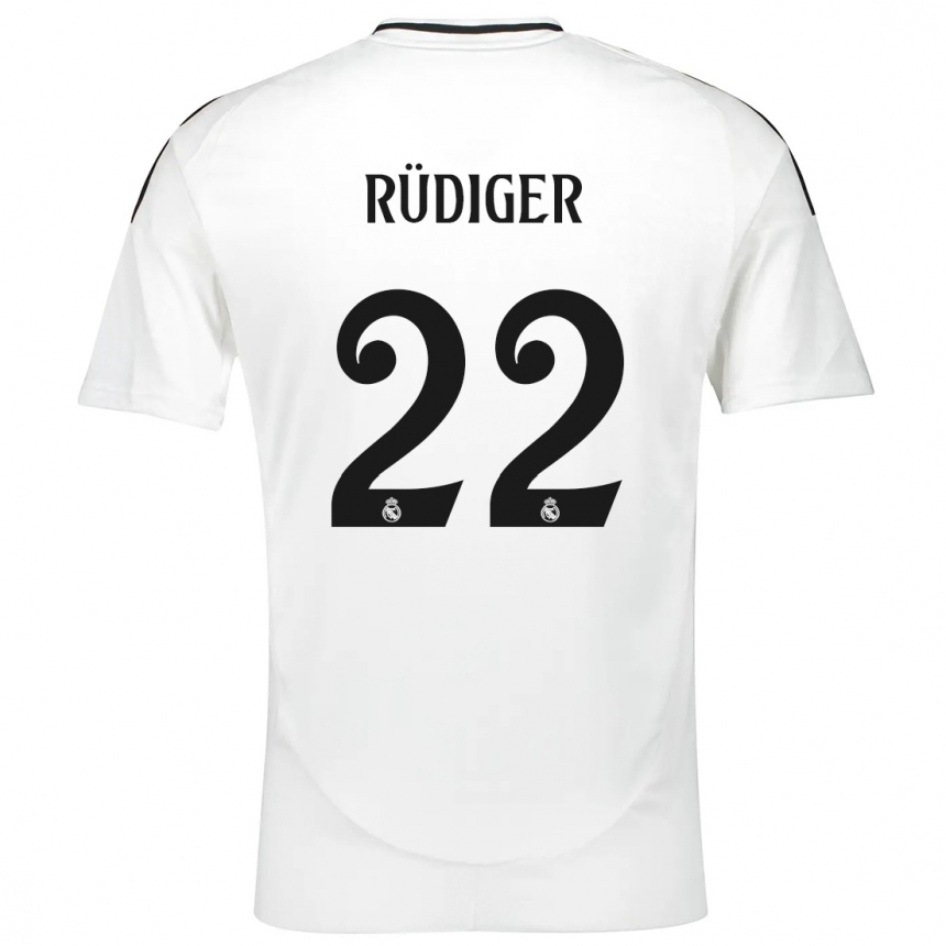 Vaikiškas Antonio Rudiger #22 Baltas Namų Marškinėliai 2024/25 T-Shirt