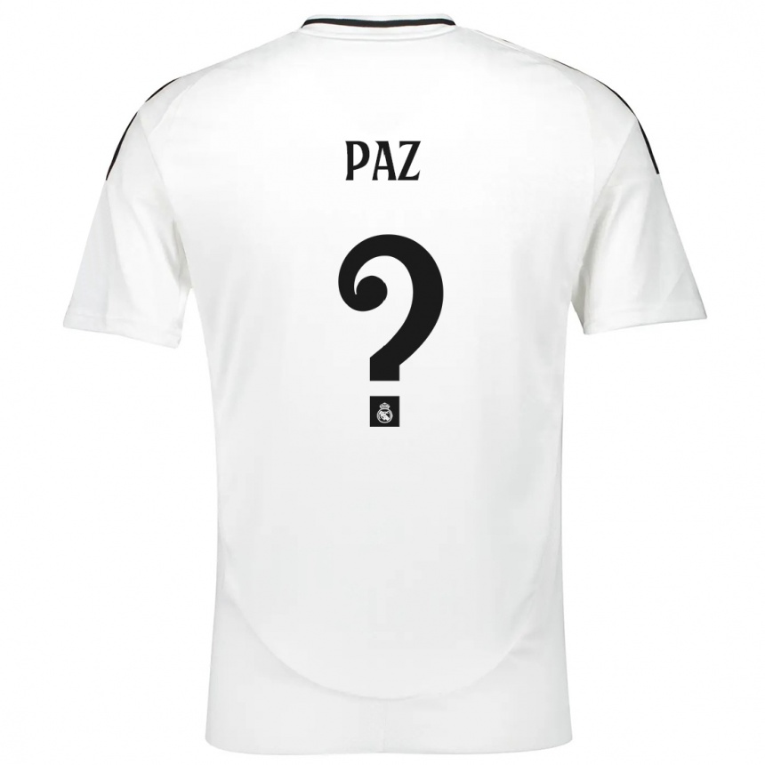 Vaikiškas Nico Paz #0 Baltas Namų Marškinėliai 2024/25 T-Shirt