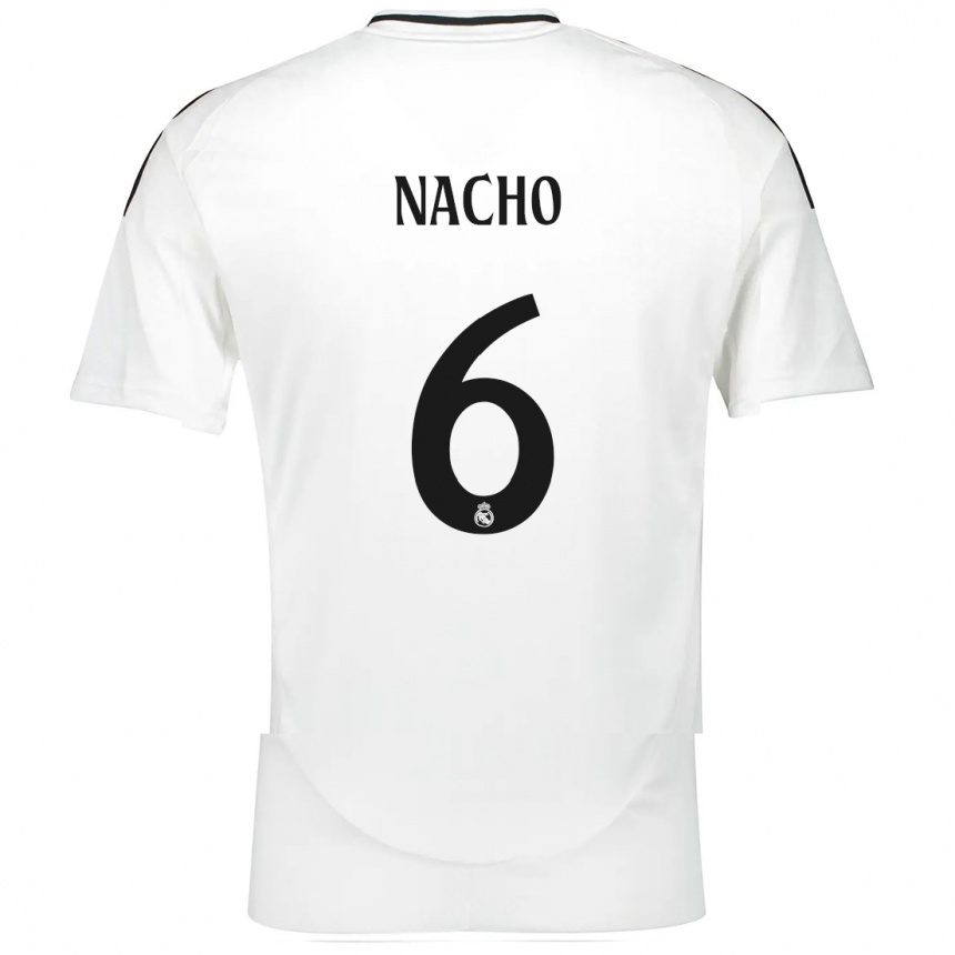 Vaikiškas Nacho Fernandez #6 Baltas Namų Marškinėliai 2024/25 T-Shirt