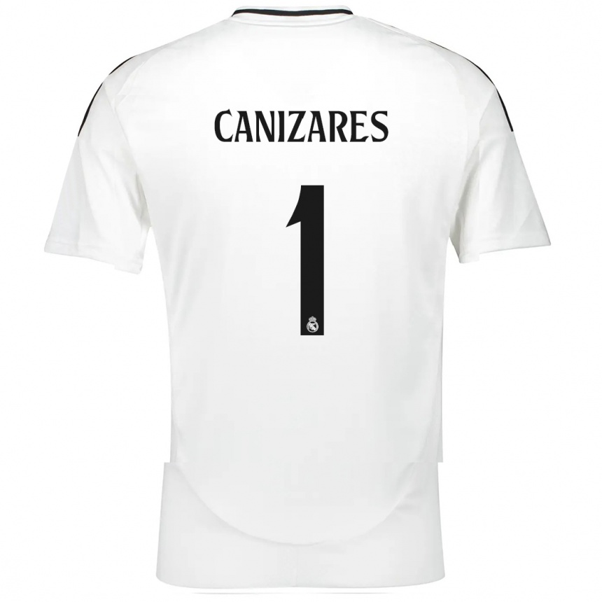 Vaikiškas Lucas Cañizares #1 Baltas Namų Marškinėliai 2024/25 T-Shirt