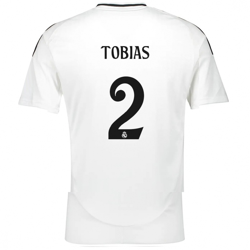 Vaikiškas Vinícius Tobias #2 Baltas Namų Marškinėliai 2024/25 T-Shirt