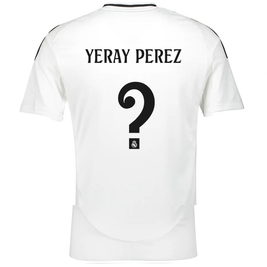 Vaikiškas Yeray Perez #0 Baltas Namų Marškinėliai 2024/25 T-Shirt