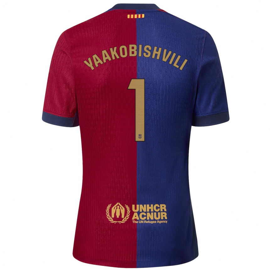 Vaikiškas Áron Yaakobishvili #1 Mėlyna Raudona Namų Marškinėliai 2024/25 T-Shirt