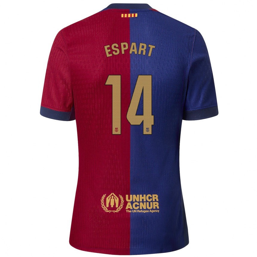 Vaikiškas Xavi Espart #14 Mėlyna Raudona Namų Marškinėliai 2024/25 T-Shirt