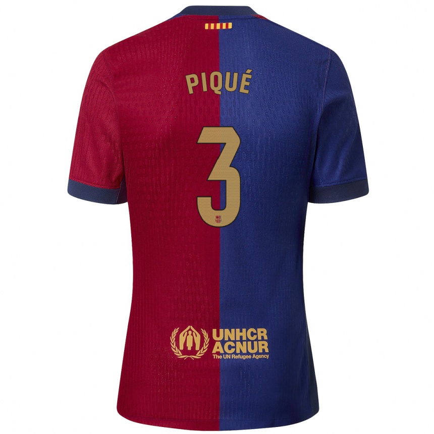 Vaikiškas Gerard Pique #3 Mėlyna Raudona Namų Marškinėliai 2024/25 T-Shirt