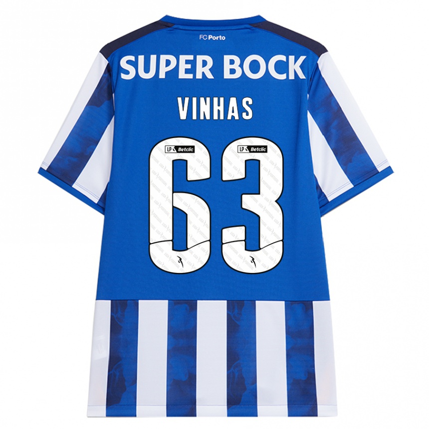 Vaikiškas David Vinhas #63 Mėlyna Balta Namų Marškinėliai 2024/25 T-Shirt