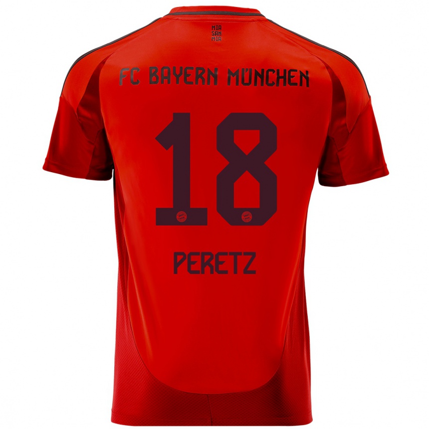 Vaikiškas Daniel Peretz #18 Raudona Namų Marškinėliai 2024/25 T-Shirt