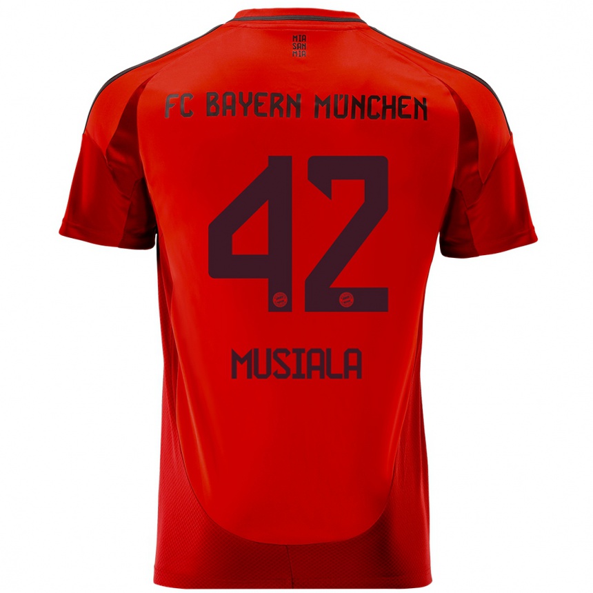 Vaikiškas Jamal Musiala #42 Raudona Namų Marškinėliai 2024/25 T-Shirt