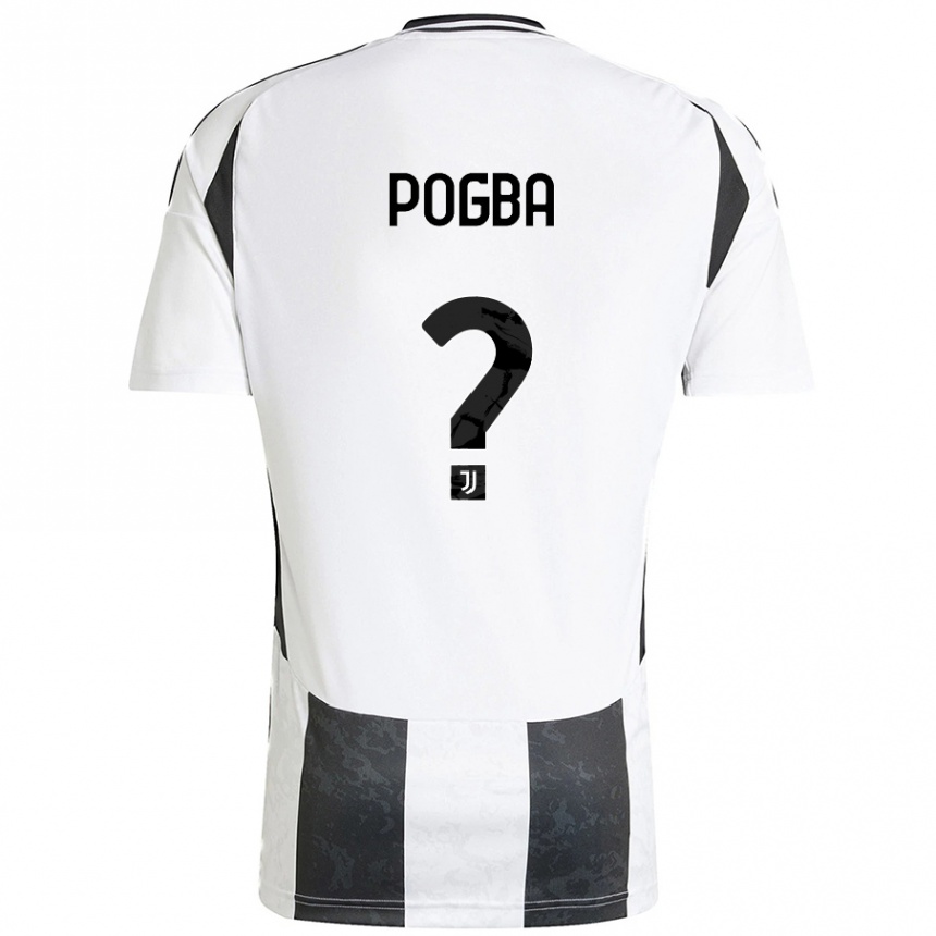 Vaikiškas Paul Pogba #0 Balta Juoda Namų Marškinėliai 2024/25 T-Shirt