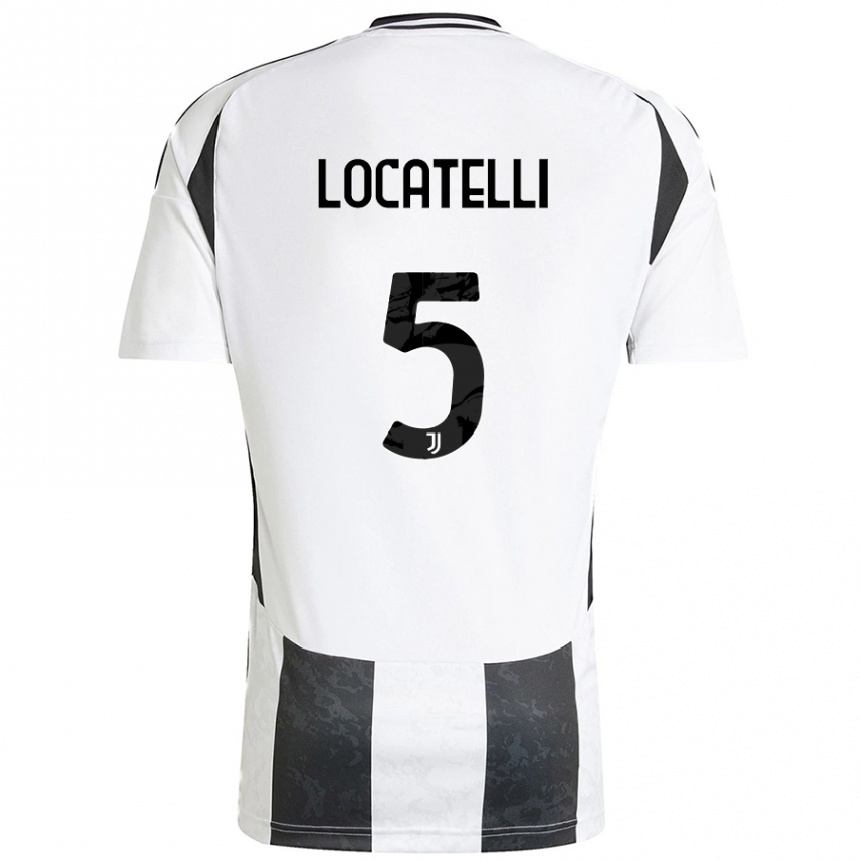 Vaikiškas Manuel Locatelli #5 Balta Juoda Namų Marškinėliai 2024/25 T-Shirt