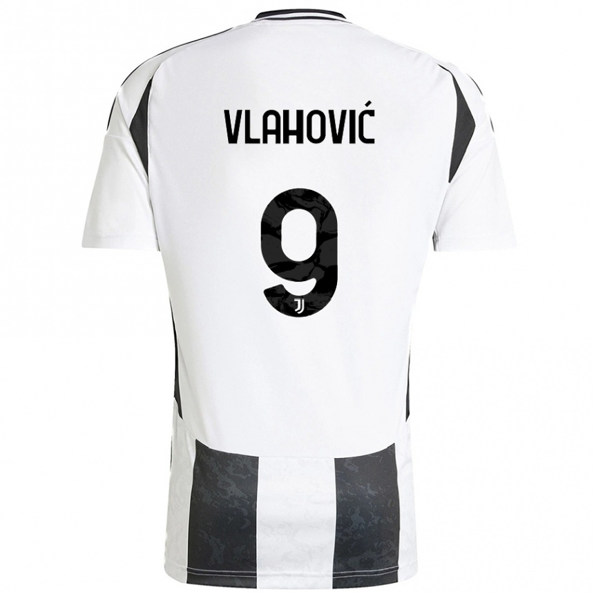 Vaikiškas Dusan Vlahovic #9 Balta Juoda Namų Marškinėliai 2024/25 T-Shirt