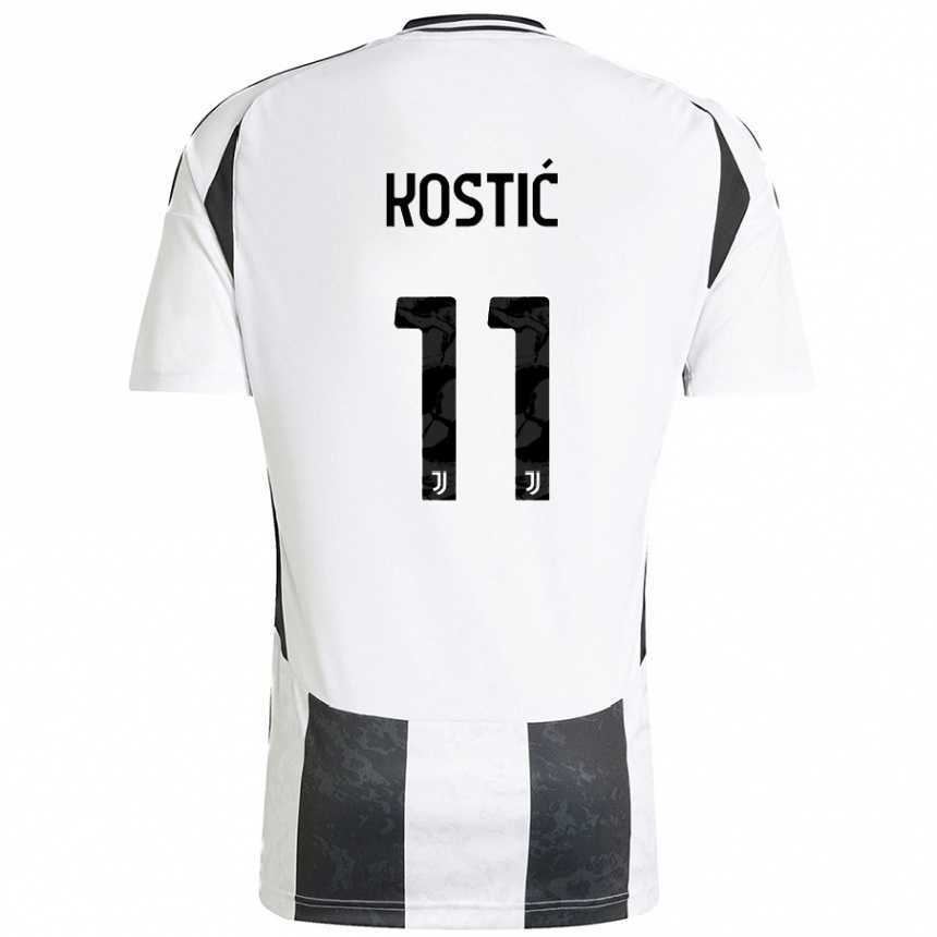 Vaikiškas Filip Kostic #11 Balta Juoda Namų Marškinėliai 2024/25 T-Shirt