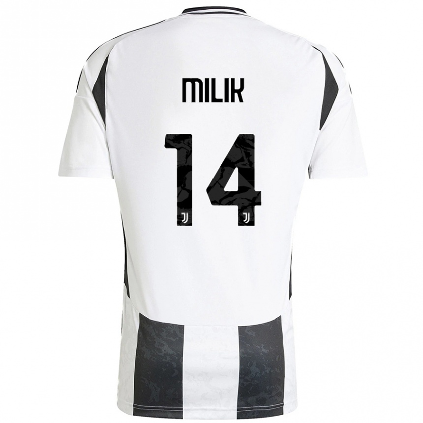 Vaikiškas Arkadiusz Milik #14 Balta Juoda Namų Marškinėliai 2024/25 T-Shirt