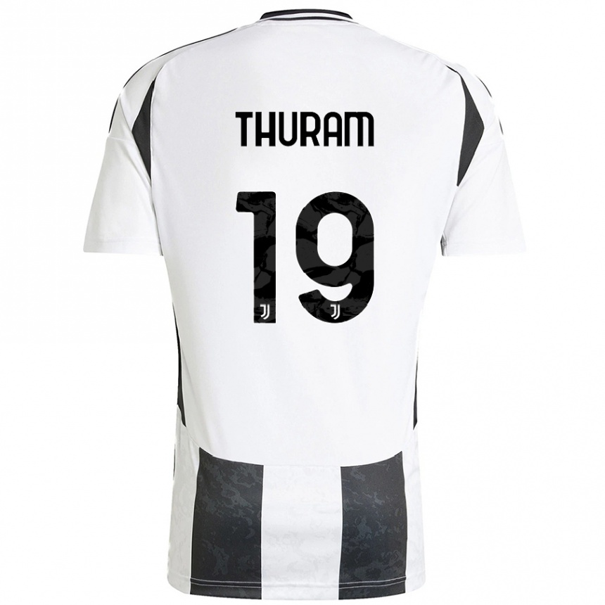 Vaikiškas Khéphren Thuram #19 Balta Juoda Namų Marškinėliai 2024/25 T-Shirt