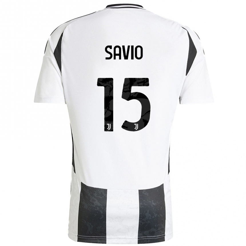 Vaikiškas Federico Savio #15 Balta Juoda Namų Marškinėliai 2024/25 T-Shirt