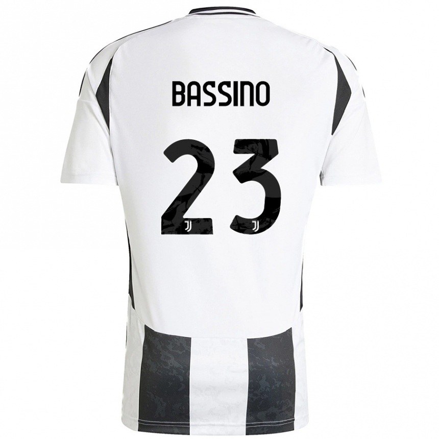 Vaikiškas Alessandro Bassino #23 Balta Juoda Namų Marškinėliai 2024/25 T-Shirt