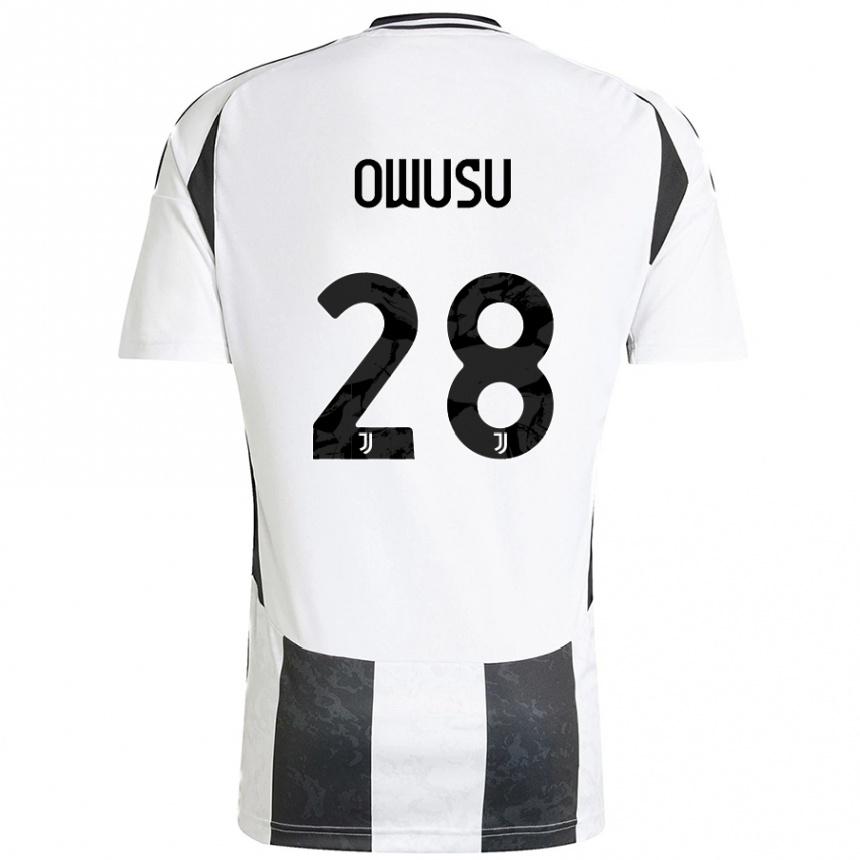 Vaikiškas Augusto Owusu #28 Balta Juoda Namų Marškinėliai 2024/25 T-Shirt