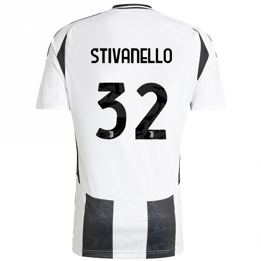 Vaikiškas Riccardo Stivanello #32 Balta Juoda Namų Marškinėliai 2024/25 T-Shirt