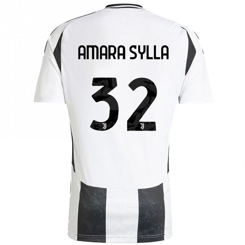 Vaikiškas Idris Amara Sylla #32 Balta Juoda Namų Marškinėliai 2024/25 T-Shirt