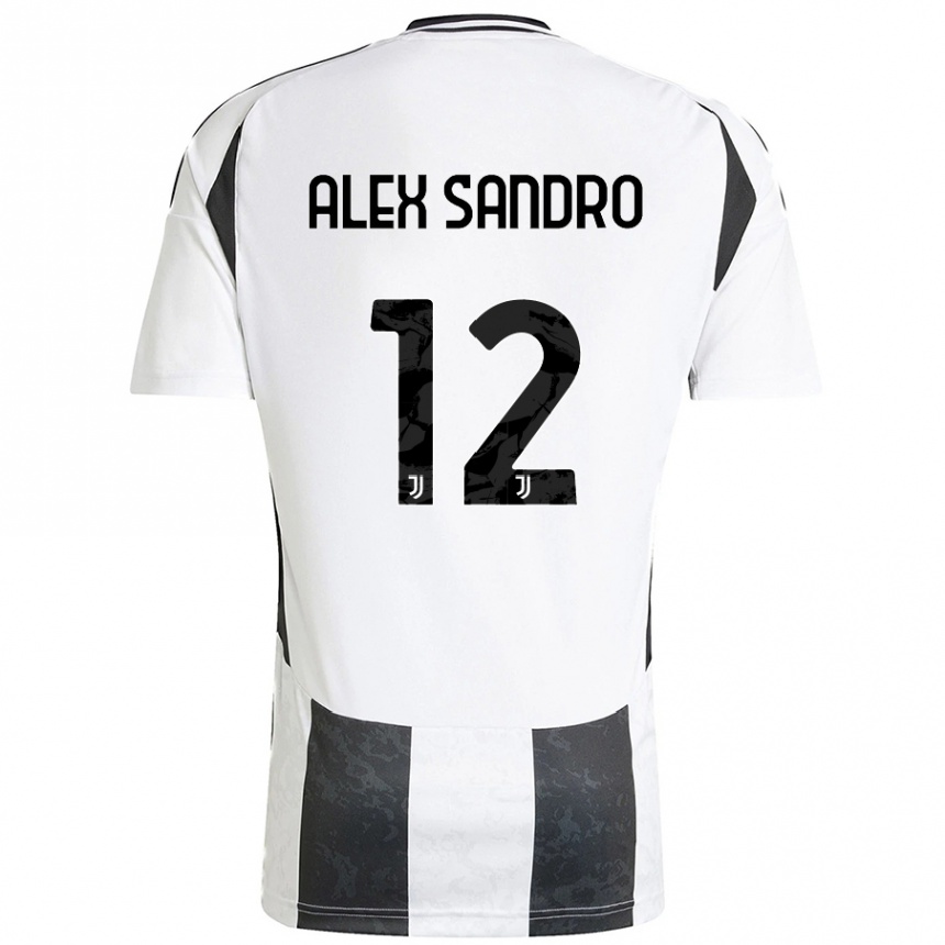 Vaikiškas Alex Sandro #12 Balta Juoda Namų Marškinėliai 2024/25 T-Shirt