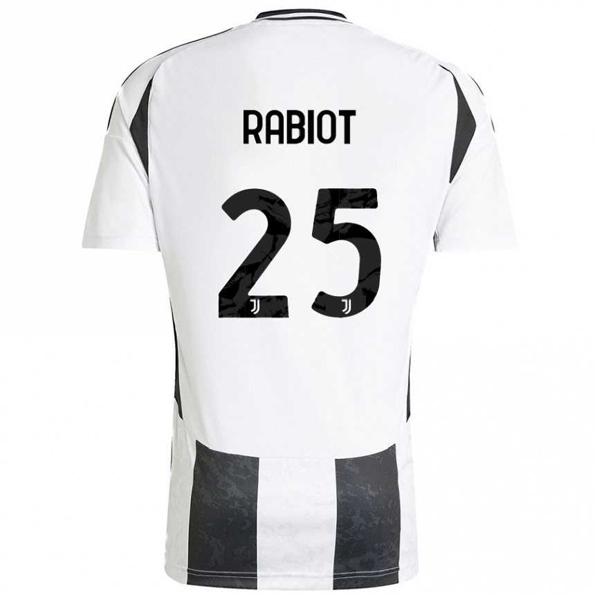 Vaikiškas Adrien Rabiot #25 Balta Juoda Namų Marškinėliai 2024/25 T-Shirt