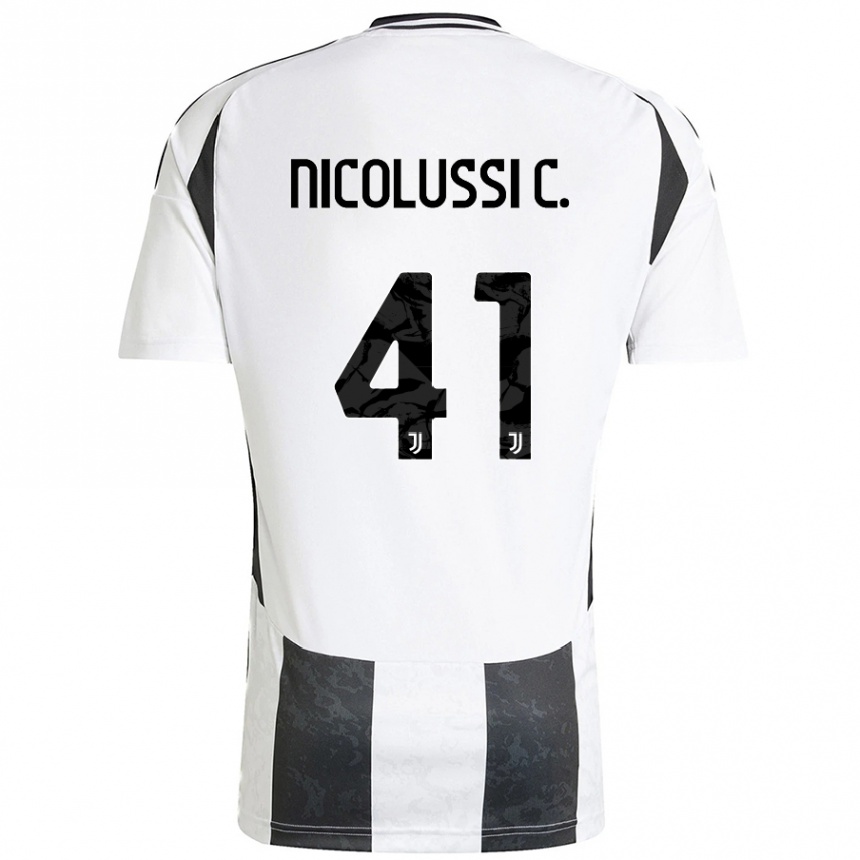 Vaikiškas Hans Nicolussi Caviglia #41 Balta Juoda Namų Marškinėliai 2024/25 T-Shirt