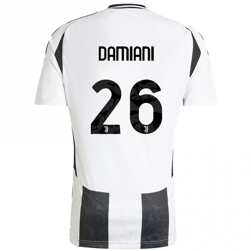 Vaikiškas Samuele Damiani #26 Balta Juoda Namų Marškinėliai 2024/25 T-Shirt