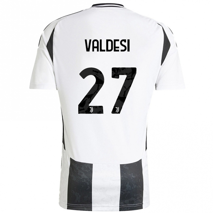 Vaikiškas Andrea Valdesi #27 Balta Juoda Namų Marškinėliai 2024/25 T-Shirt