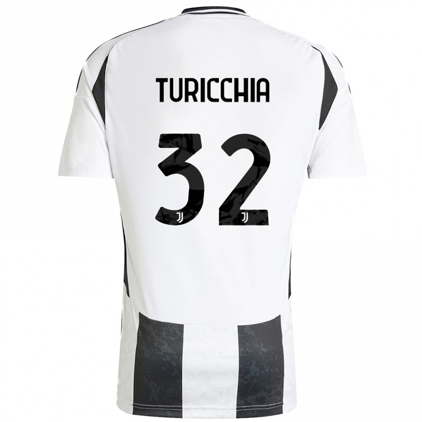 Vaikiškas Riccardo Turicchia #32 Balta Juoda Namų Marškinėliai 2024/25 T-Shirt