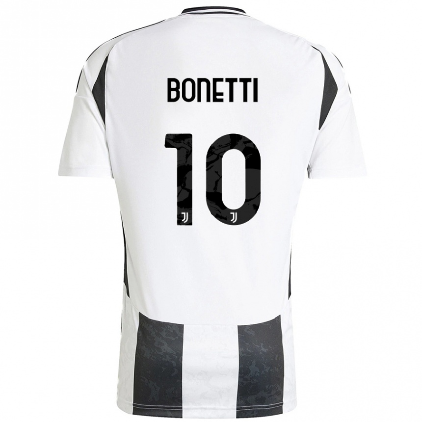 Vaikiškas Andrea Bonetti #10 Balta Juoda Namų Marškinėliai 2024/25 T-Shirt