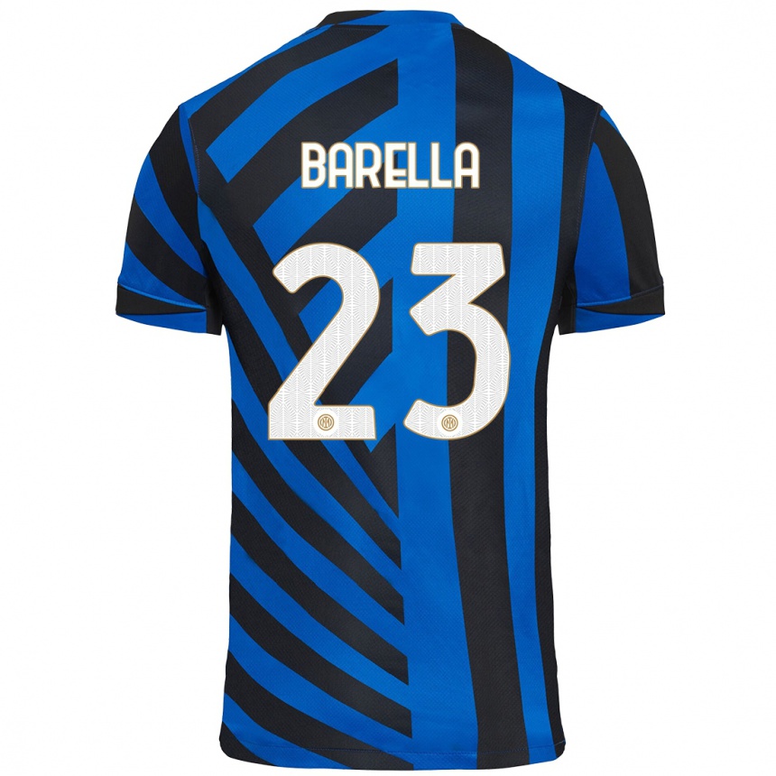 Vaikiškas Nicolo Barella #23 Mėlyna Juoda Namų Marškinėliai 2024/25 T-Shirt