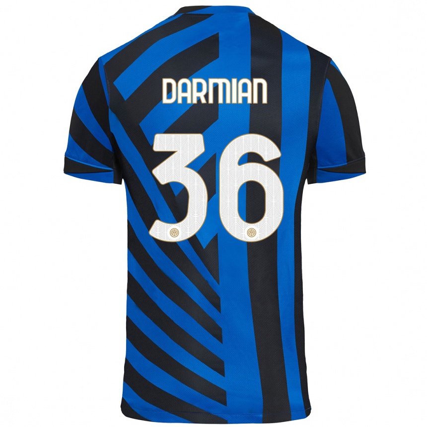 Vaikiškas Matteo Darmian #36 Mėlyna Juoda Namų Marškinėliai 2024/25 T-Shirt